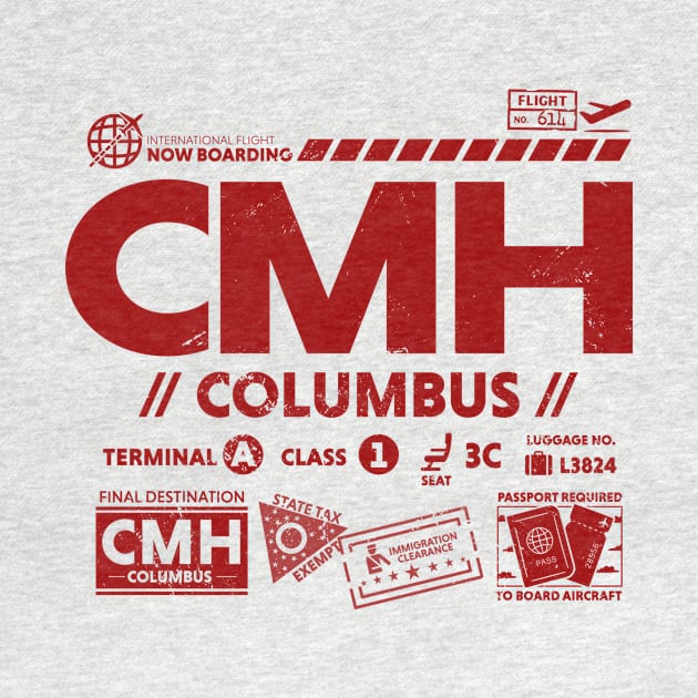 Vintage Columbus CMH Airport Code Travel Day Retro Travel Tag Ohio by Now Boarding